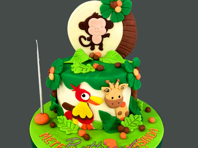 1 Yaş Safari Temalı Doğum günü Pastası