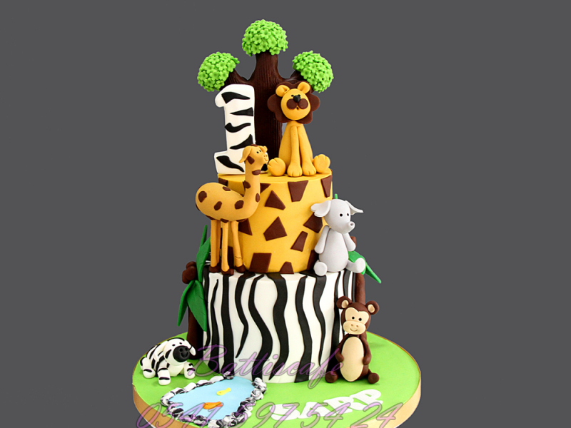 safari temalı 1 yaş pastası