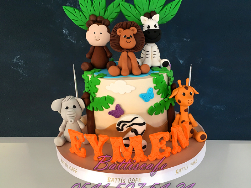 2 Yaş Safari Temalı Doğum günü Pastası