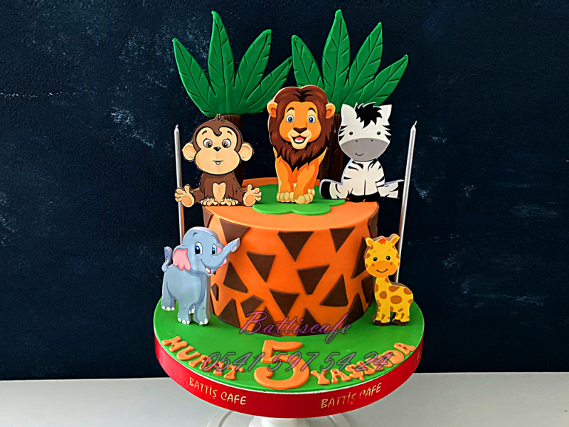 5 Yaş Safari Temalı Doğum günü Pastası